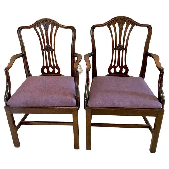 Set of Antique Victorian Carved Mahogany Desk Chairs For Sale - Image 11 of 11