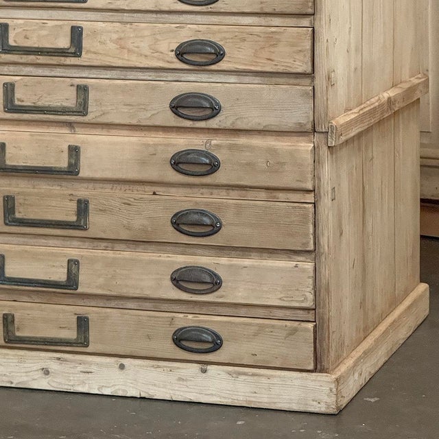 Antique French Stripped Pine Architect’s Map ~ Blueprint Cabinet For Sale - Image 10 of 17