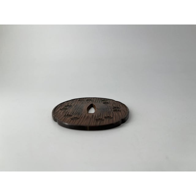 Antique Japanese Samurai Sword Hilt – Iron Tsuka With Engraved Floral Motifs 3 For Sale - Image 4 of 7