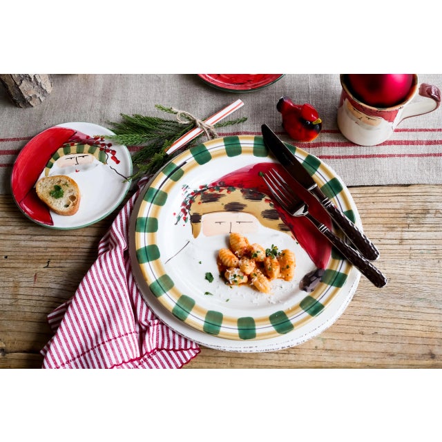 VIETRI Old St. Nick Pasta Bowl - Green Hat For Sale - Image 12 of 13