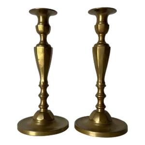 1970s Matching Brass Candle Holders- a Pair