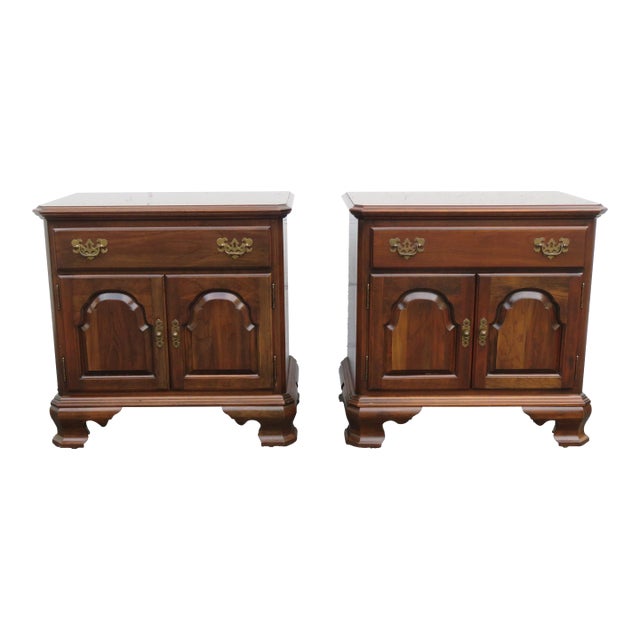 Ethan Allen Large Nightstands End Side Bedside Tables a Pair 5784 For Sale