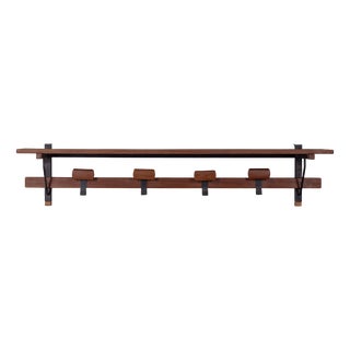 Vintage Italian Wooden Wall Coat Rack, 1960s For Sale