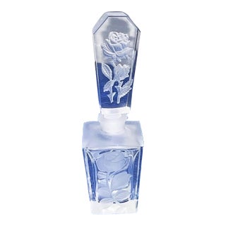 Etched Vintage Glass Perfume Bottle For Sale