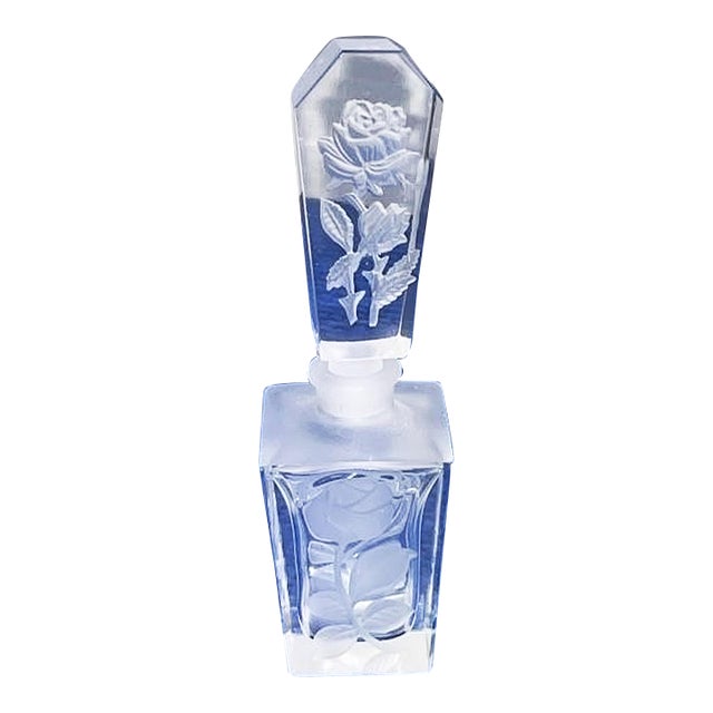 Etched Vintage Glass Perfume Bottle For Sale