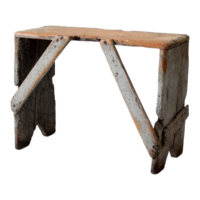 Antique Primitive Bench Stool For Sale