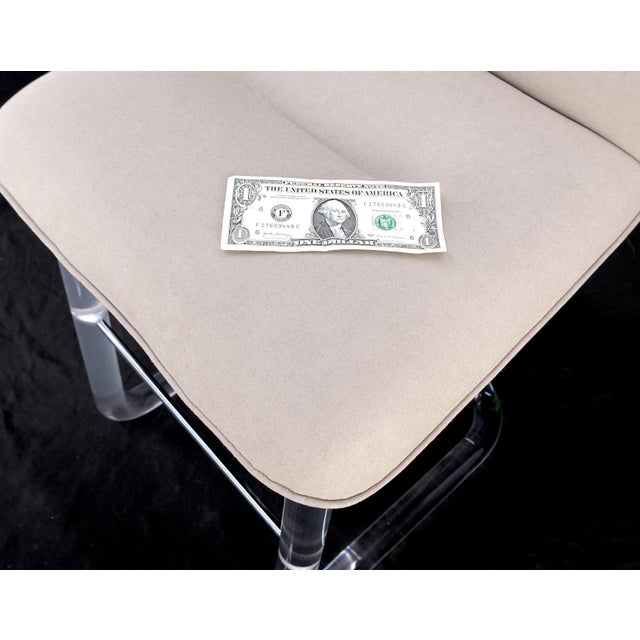 Pair Bent Lucite 1970s New Alcantera Upholstery Swivel Barstool Chairs Chairs For Sale - Image 15 of 15