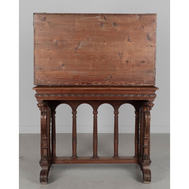 Brown 19th Century Spanish Vargueno Desk, Hand-Carved Walnut For Sale - Image 8 of 12