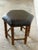 Black Leather Oak Ottoman With Nailhead Trim Spindle Legs Vintage Mid-Century Modern 1970s For Sale - Image 4 of 10