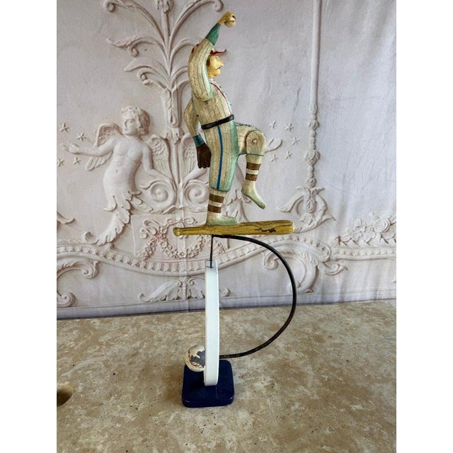 Mid 20th Century Vintage Folk Art Balancing Baseball Player Kinetic Sculpture For Sale - Image 5 of 9