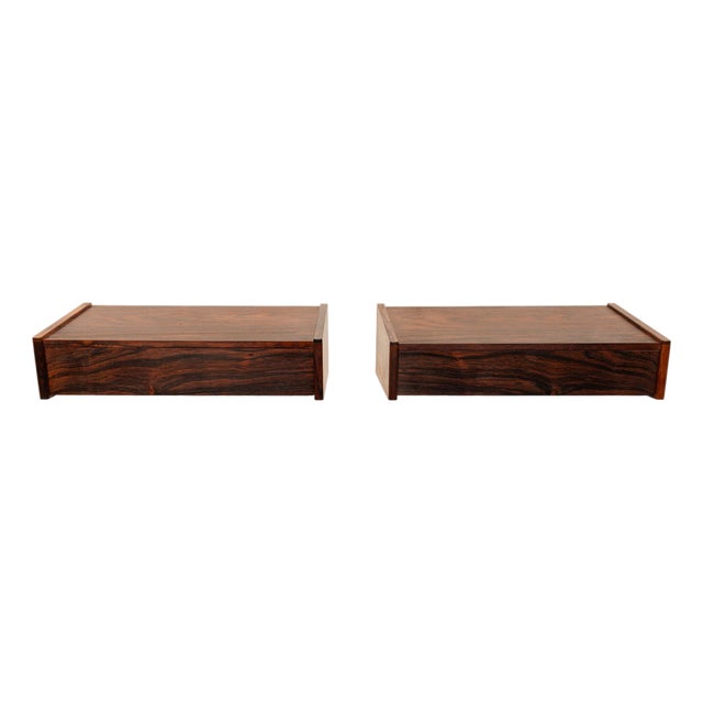 Vintage Danish Mid Century Rosewood Floating Nightstands—Pair For Sale