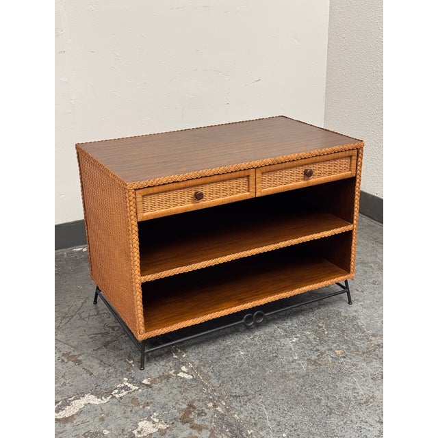 Peter Dunham Peter Dunham for Hollywood at Home Wicker Nightstand For Sale - Image 4 of 12