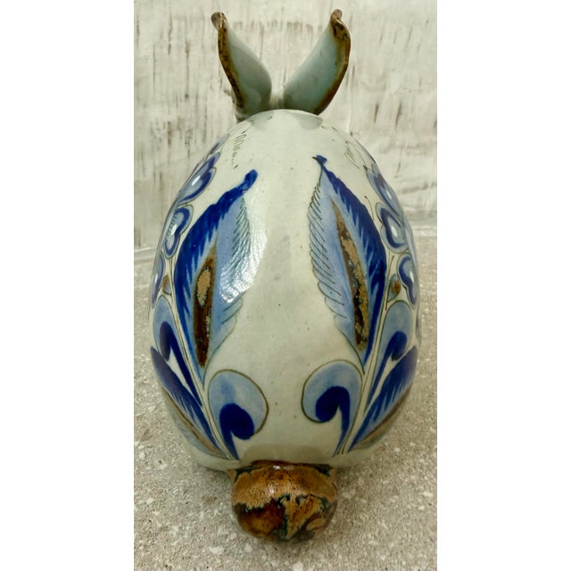 Ceramic Vintage ‘Ken Edwards Style’ Mexican Tonala Large Pottery Decorated Bunny, Rabbit For Sale - Image 7 of 12