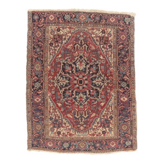 Antique Persian Heriz Rug, 04'11 X 06'04 For Sale