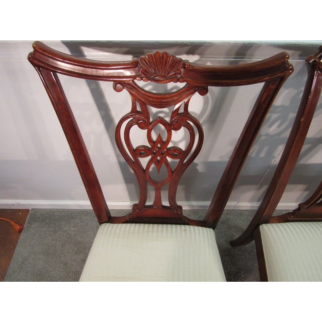 Brown Pennsylvania House Set of Eight Solid Cherry Chippendale Style Dining Chairs For Sale - Image 8 of 12