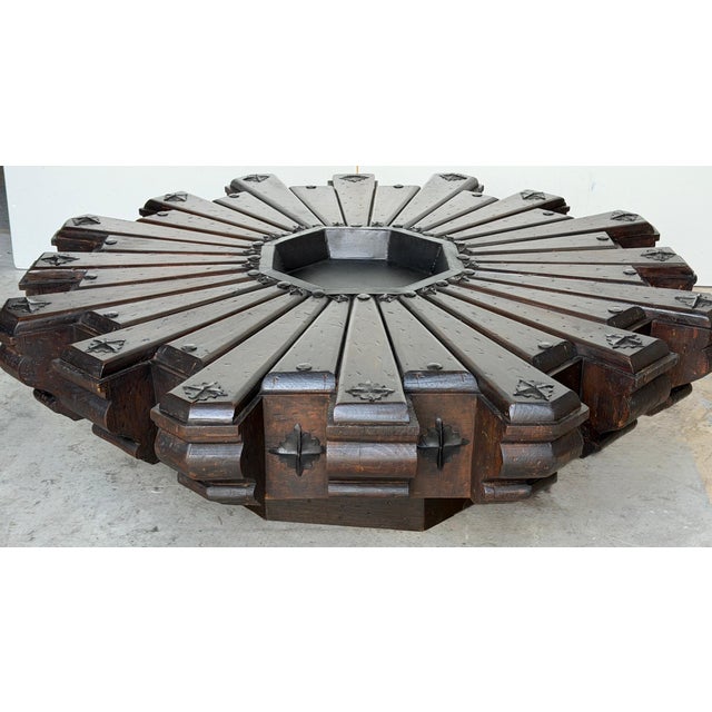 Monumental 1960s Spanish Colonial Sunburst Brazier Table & Wrought Iron Mounts For Sale - Image 15 of 16