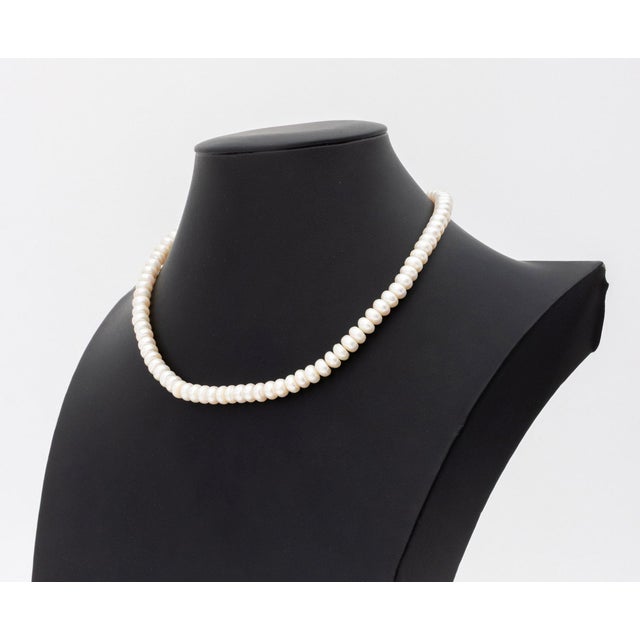 Freshwater Pearl 18K Yellow & White Gold Diamond Necklace, featuring fully frilled button cultured pearls strung on silk...