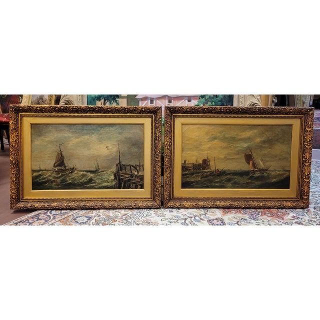 Pair of 19th Century Nautical Paintings For Sale - Image 12 of 12