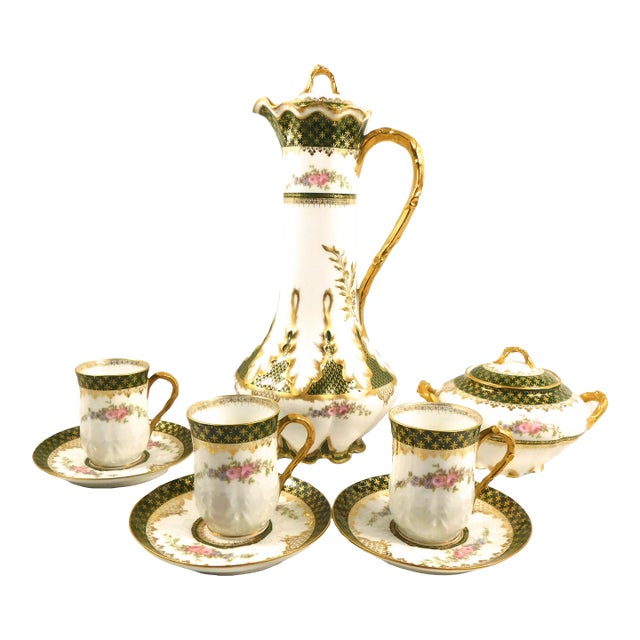 Gerard, Dufraisseix & Abbot Chcoolate Pot With Sugar Bowl and Cups For Sale