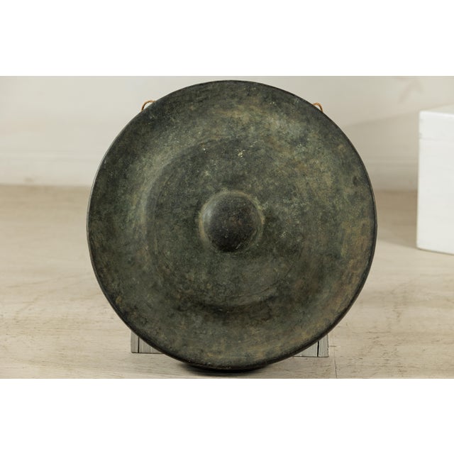 Antique Thai Bronze Gong with Domed Center and Aged Verdigris Patina For Sale - Image 18 of 18