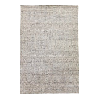 Modern Apadana's Safi Collection Handmade Allover Designed Beige Wool Rug For Sale