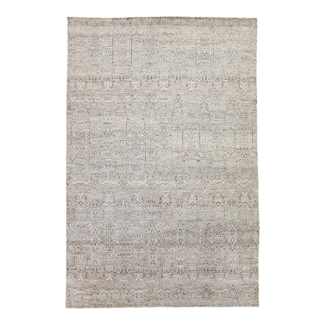 Modern Apadana's Safi Collection Handmade Allover Designed Beige Wool Rug For Sale