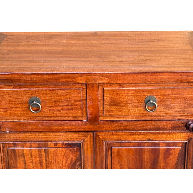 Oriental Chinese 2 Drawers Wood Pattern Brown Credenza Console Cabinet ...