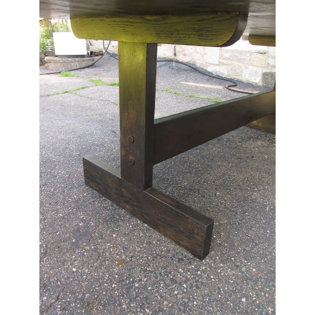 1970s Mid Century Trestle Style Dining Table Table, Eight Feet Long For Sale - Image 5 of 11