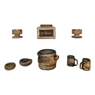Studio Ceramic Ensemble from Lygtemose Keramik, Denmark, 1960s, Set of 8 For Sale