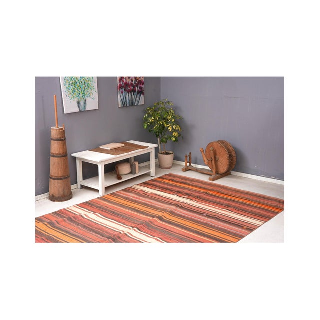 Large Vintage Striped Kilim Rug - 6`6″ X 12`3″ Ft. For Sale In Los Angeles - Image 6 of 6