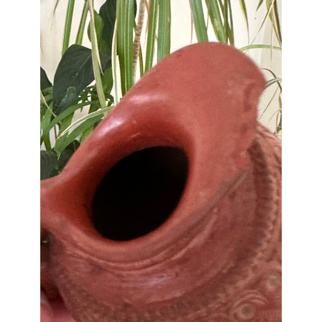 Ceramic 19th C Ottoman Terracotta Creamer Jug - Antique Tophane Redware Pitcher Ewer - Islamic Folk Pottery as Is For Sale - Image 7 of 8