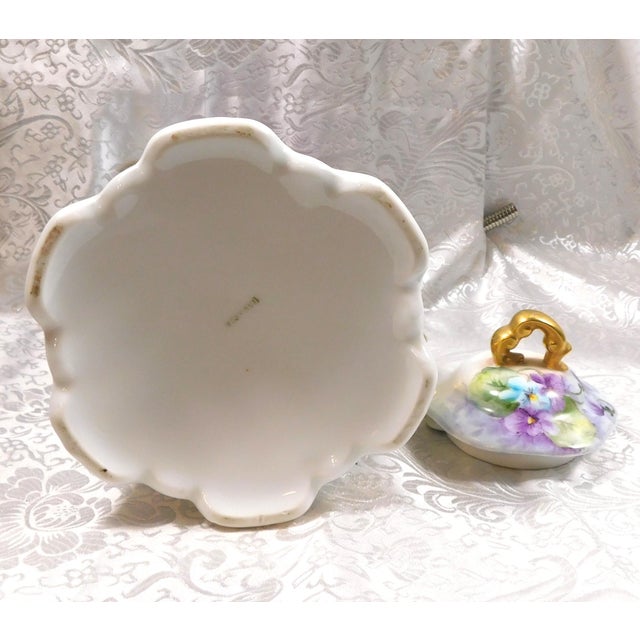1940s Purple Floral Chocolate Pot With Ornate Gold Handle For Sale - Image 12 of 12