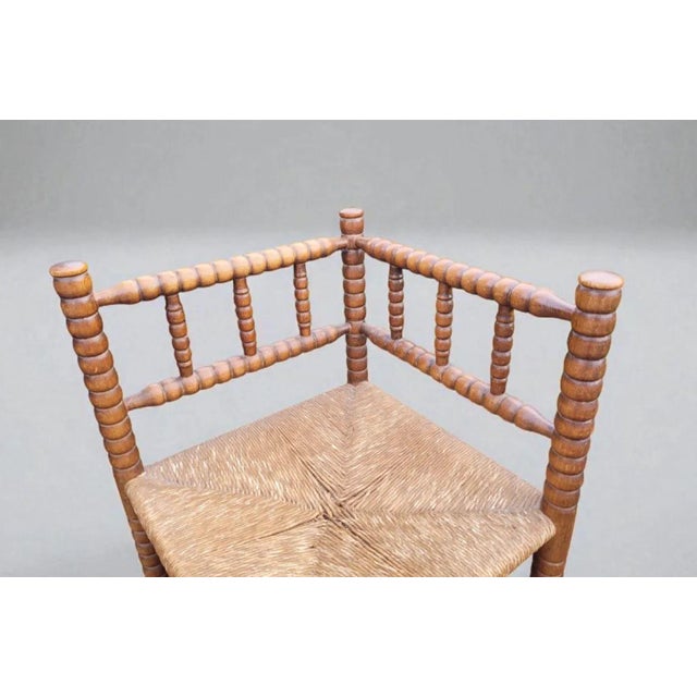 Antique Dutch Bobbin Corner Chair in Oak, 1890s For Sale - Image 6 of 7