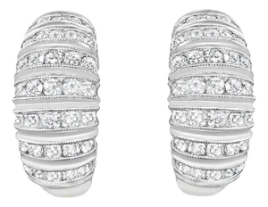 Diamond Cluster Huggie Earrings 1.48cttw 14k White Gold, 2 Pieces