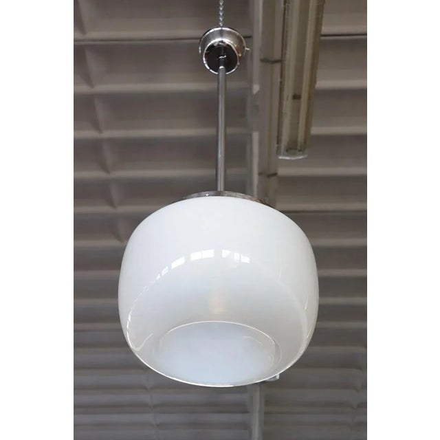 1960s Opaline Glass and Chrome Pendant Light, 1960s For Sale - Image 5 of 11