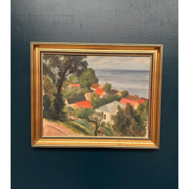Bernhard Önstad, Coastal Village, 1960s, Oil on Panel, Framed For Sale - Image 9 of 16