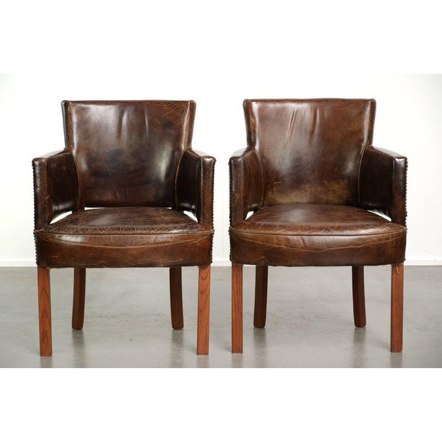 Vintage Grained Cowhide Leather Dining Chairs, Set of 6 For Sale - Image 3 of 17