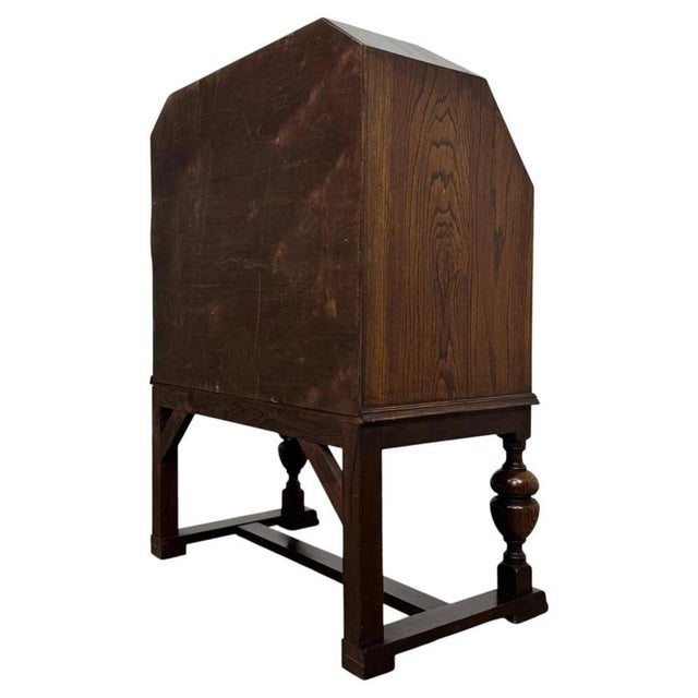 Antique Early 20th Century English Oak Bureau For Sale - Image 9 of 14