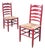 Set of Rustic Red High Ladder Back Wood & Rush Chair Set, 1930s For Sale