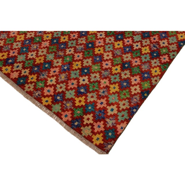 Tribal 1990s Abstract Tribal Balouchi Orange Wool Rug - 4′10″ × 6′4″ For Sale - Image 3 of 8