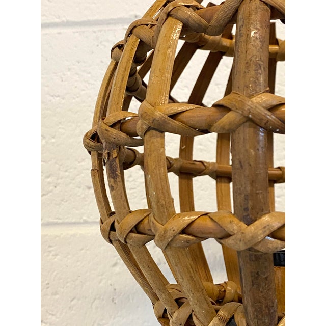 Mid-Century Modern Rattan and Bamboo Wall Lamps, 1970s, Set of 2 For Sale - Image 3 of 7