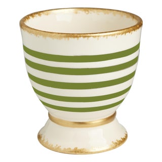 Savoy Green/White Striped Cachepot, Small For Sale