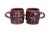 A pair of matching sculptural drip glaze stoneware mugs hand-made by artist and ceramicist Ron Korczynski. Barrel like...