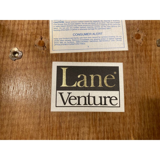 1980s Vintage Lane Venture Rattan and Bamboo Swivel Chairs - A Pair For Sale - Image 9 of 9