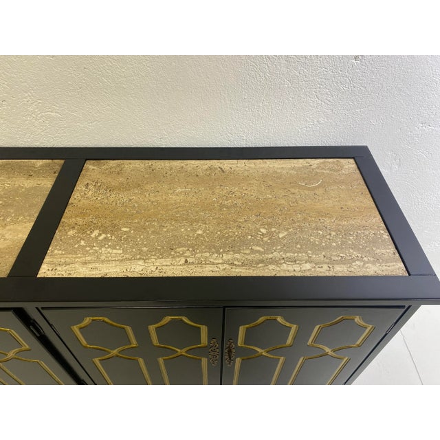 Dorothy Draper Hollywood Regency Espana Four-Door Marble Top Credenza. For Sale - Image 9 of 10
