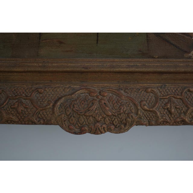Brown J. Cotton Oil on Canvas Painting of Noblemen by Fireplace - Signed For Sale - Image 8 of 11