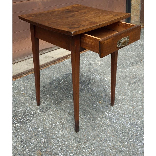 Wood Early American Stained Pine Single Drawer Side Table, Circa 1800s For Sale - Image 7 of 9