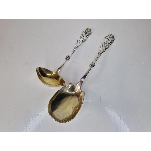 Gold Danish Serving Spoons by Christian F. Heise, 1916, Set of 2 For Sale - Image 8 of 8