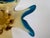 1970s Vintage Amber and Teal Blue Murano-Style Art Glass Fish Bowl For Sale - Image 5 of 11