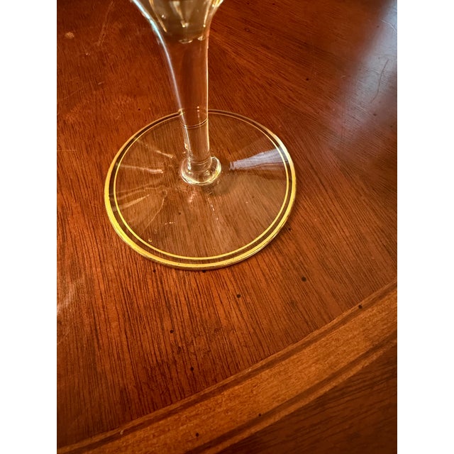 Antique Cambridge Etch 701 - 7" Water Goblets - Etched W/Gold Bands - Set of 8 For Sale - Image 12 of 18